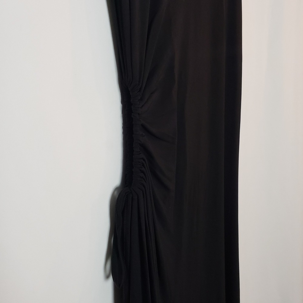 Ted Baker Giulia Black Ruched Asymmetrical Hem Midi Dress Size 2 Small - Picture 5 of 9